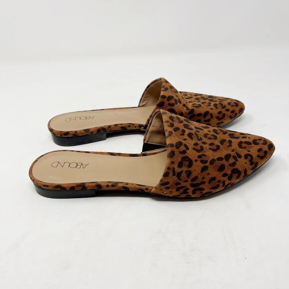 Abound Womens 6 Leopard Print Pointed Toe Slip On Flats Animal Brown Tan Black - Picture 4 of 11